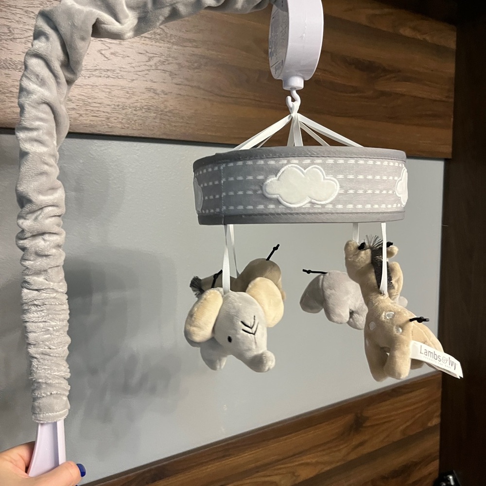 Lambs & Ivy Grey Cloud Elephant Nursery Mobile
